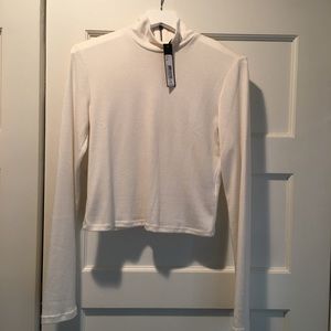 Alice and Olivia cream cropped turtleneck